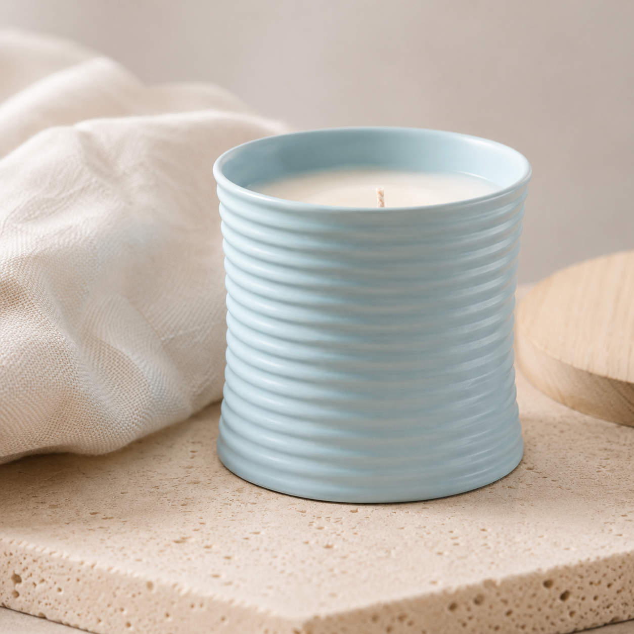Riva Ribbed Ceramic Candle