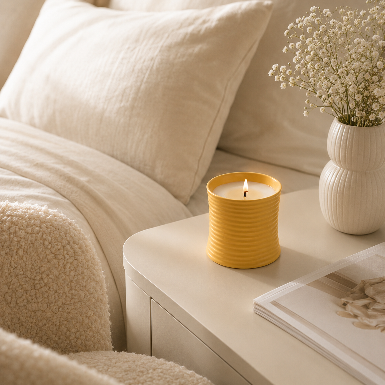 Riva Ribbed Ceramic Candle