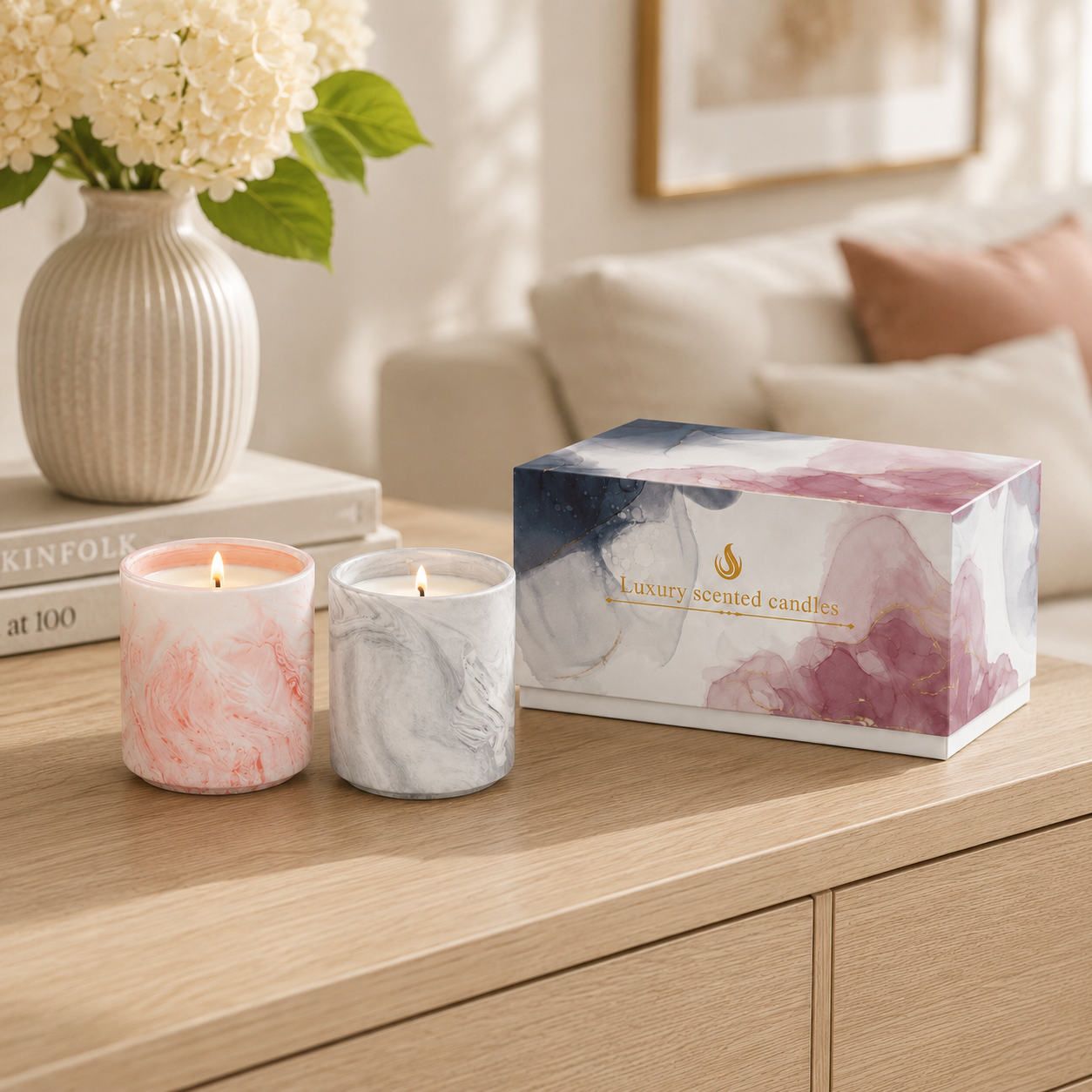 Maris Marble-Effect Ceramic Candle