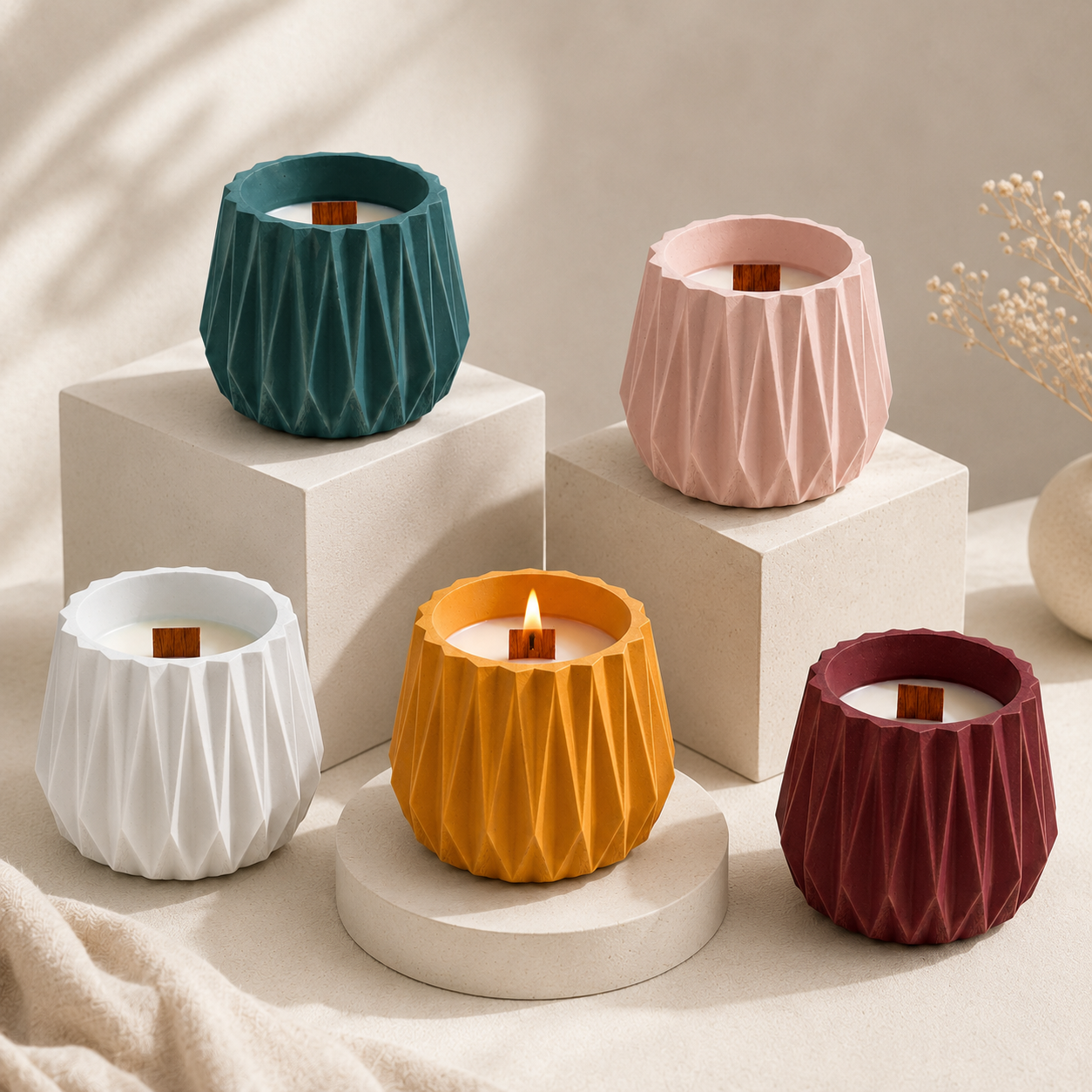 Prism Faceted Mineral Candle