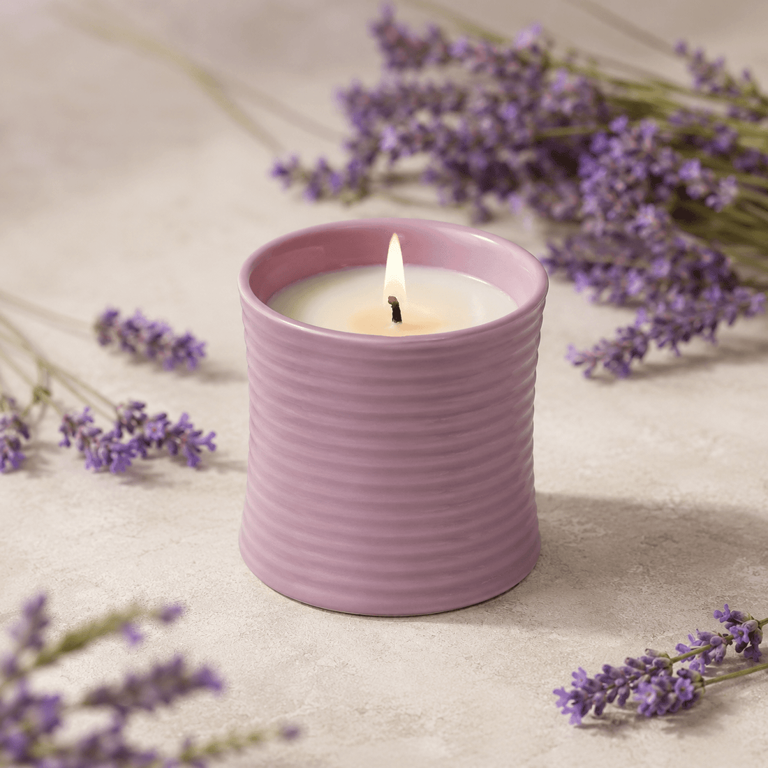 Riva Ribbed Ceramic Candle — Lavender fragrance profile