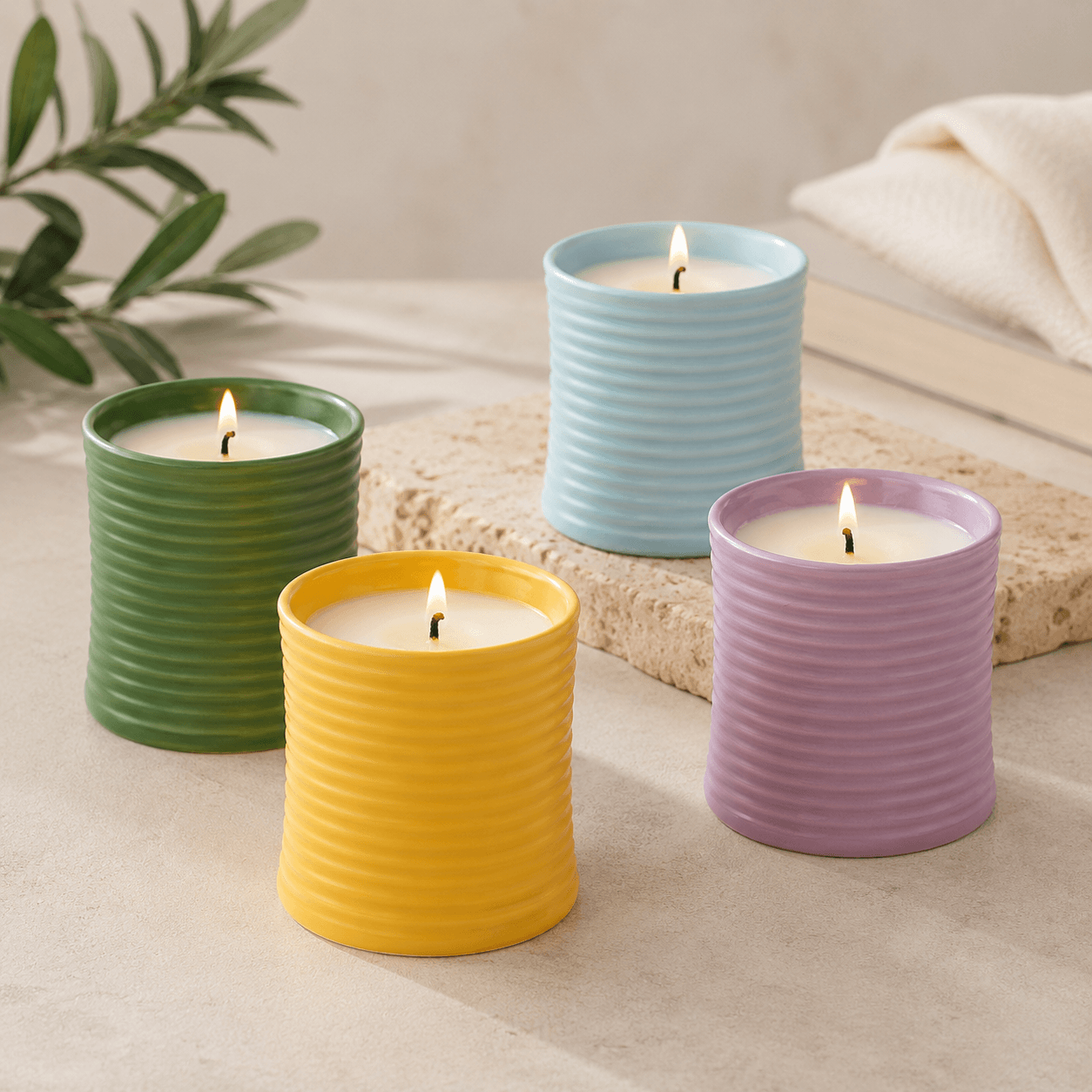 Riva Ribbed Ceramic Candle