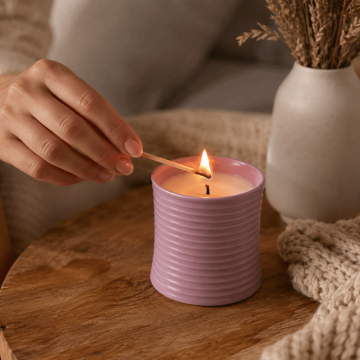 Riva Ribbed Ceramic Candle