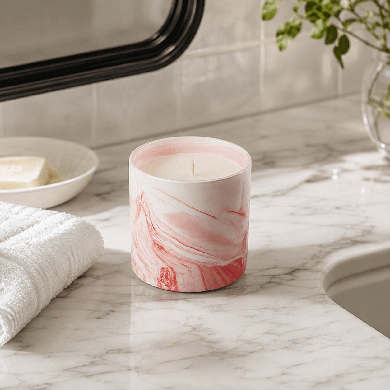 Maris Marble-Effect Ceramic Candle