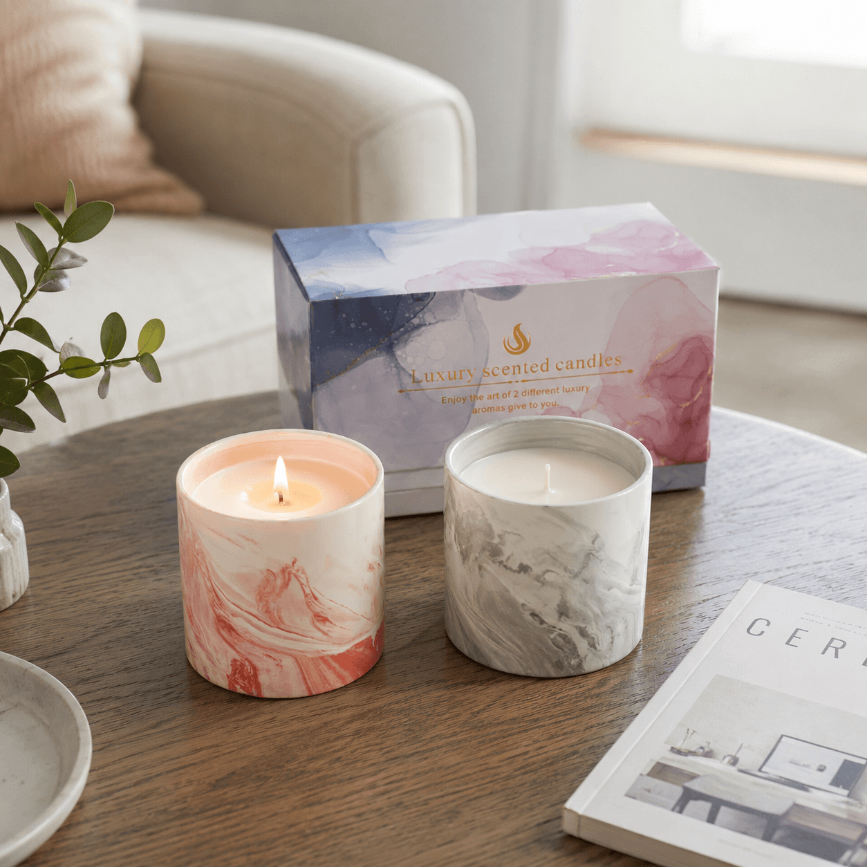 Maris Marble-Effect Ceramic Candle
