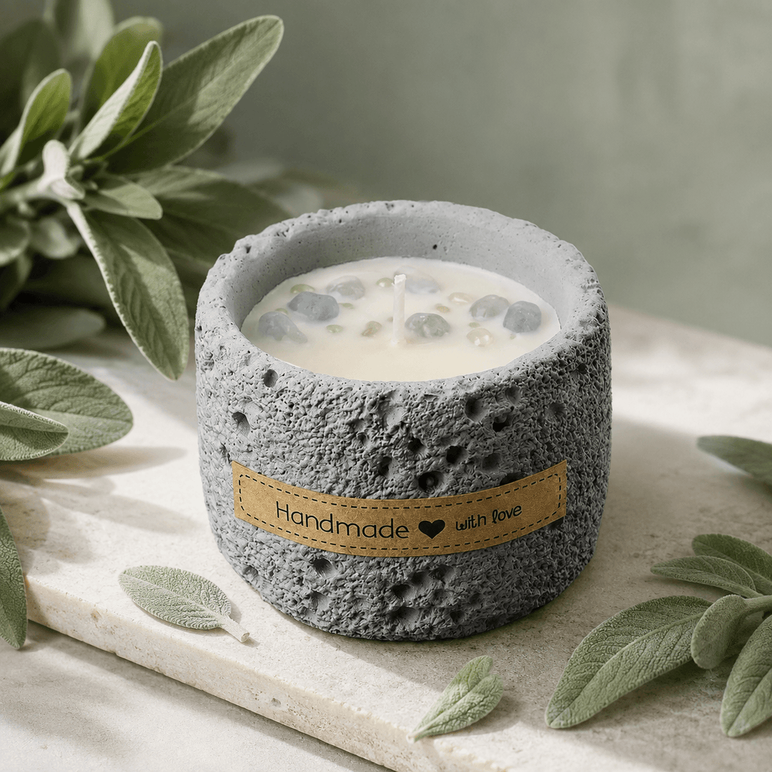 Terra Speckled Mineral Vessel Candle — Sage fragrance profile