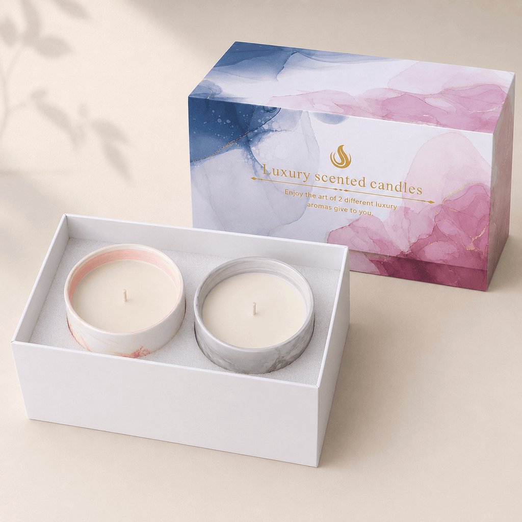 Warmelle Maris gray marble-effect ceramic candle