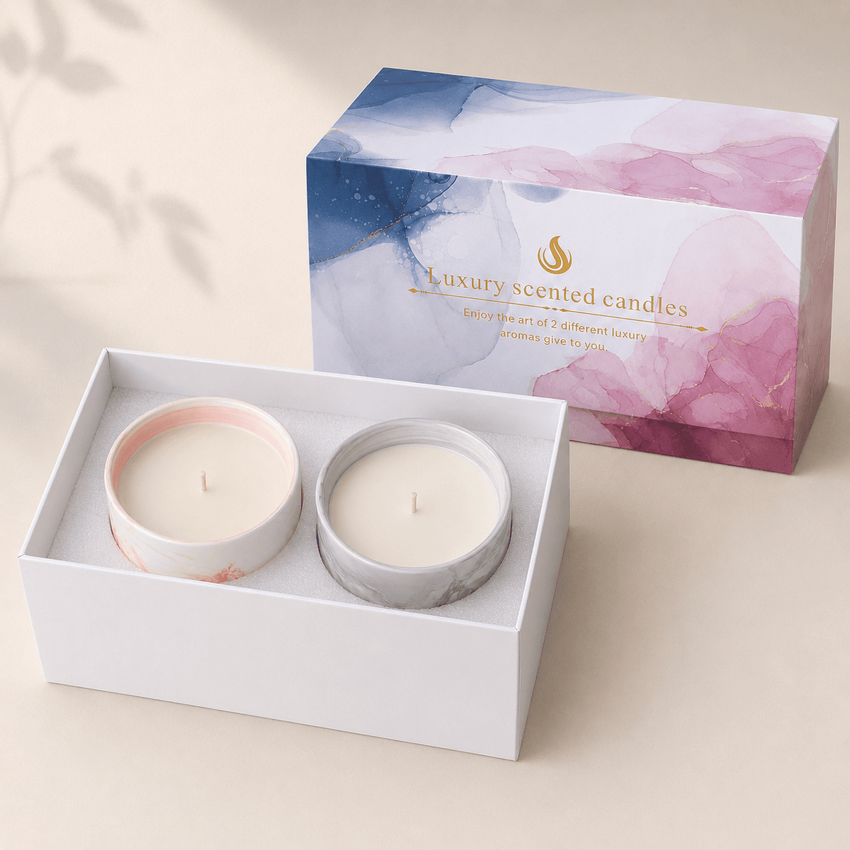 Warmelle Maris gray marble-effect ceramic candle