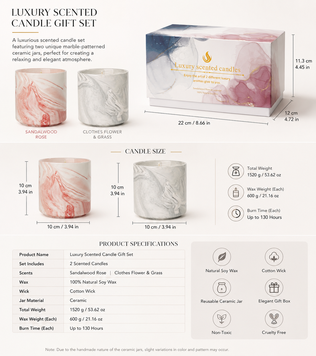 Maris Marble-Effect Ceramic Candle