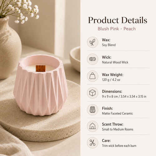 Warmelle Geometric Scented Soy Candle in a faceted vessel, alternate view 2
