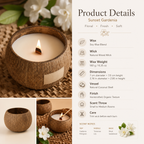 Warmelle Natural Coconut Shell Soy Candle in a real coconut shell, alternate view 5