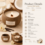 Warmelle Natural Coconut Shell Soy Candle in a real coconut shell, alternate view 8