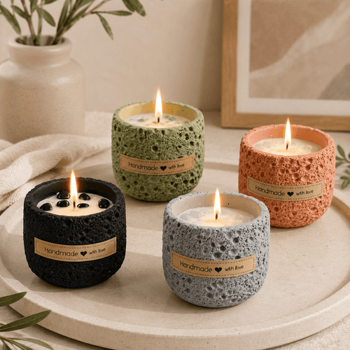 Warmelle Nordic Cement Scented Candle in a modern cement vessel