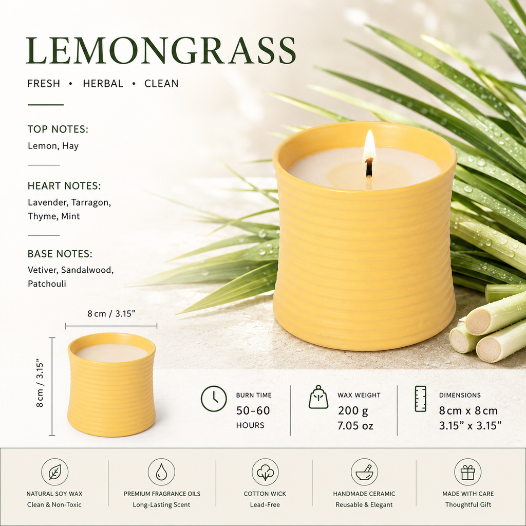 Warmelle Ribbed Ceramic Scented Candle in a ribbed ceramic vessel, alternate view 4